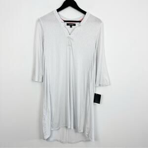 Ellen Tracy White and Grey Striped Nightgown Size Small